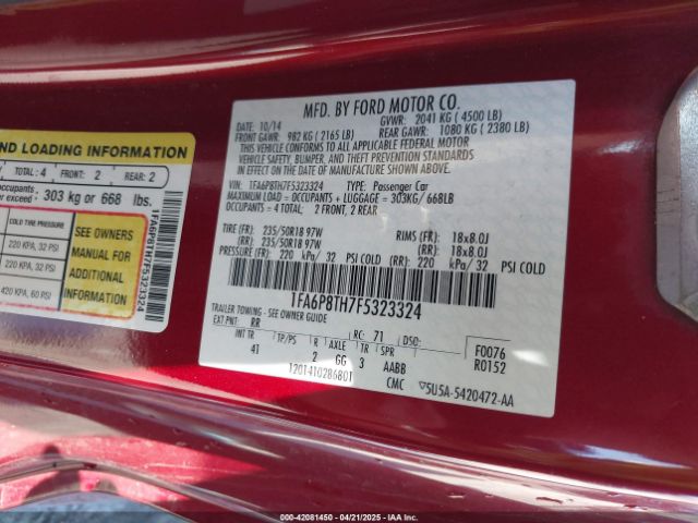 2015 FORD MUSTANG 1FA6P8TH7F5323324 Photo 8