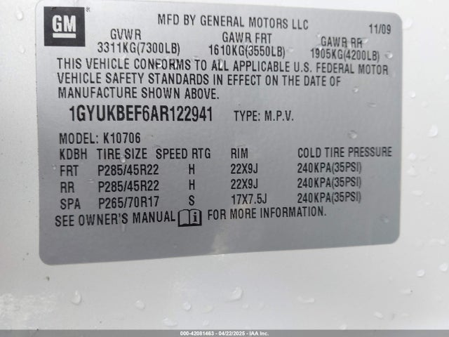 2010 CADILLAC ESCALADE 1GYUKBEF6AR122941 Photo 8