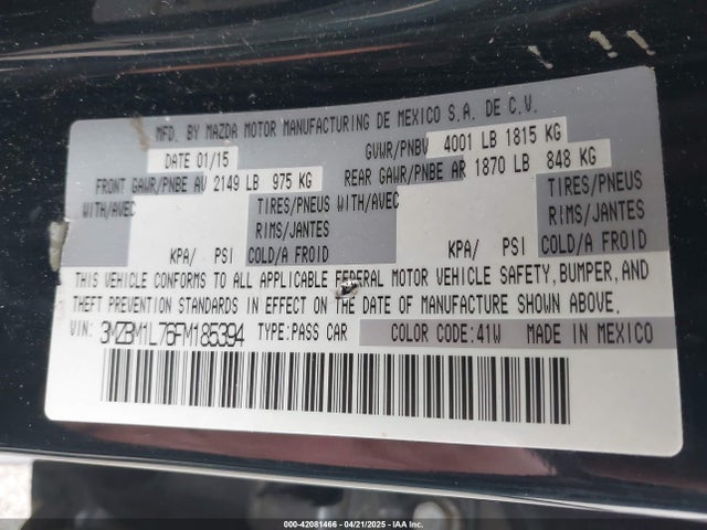 3MZBM1L76FM185394 Mazda Mazda3 I Touring
