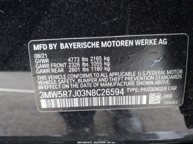 3MW5R7J03N8C26594 BMW 330i Xdrive