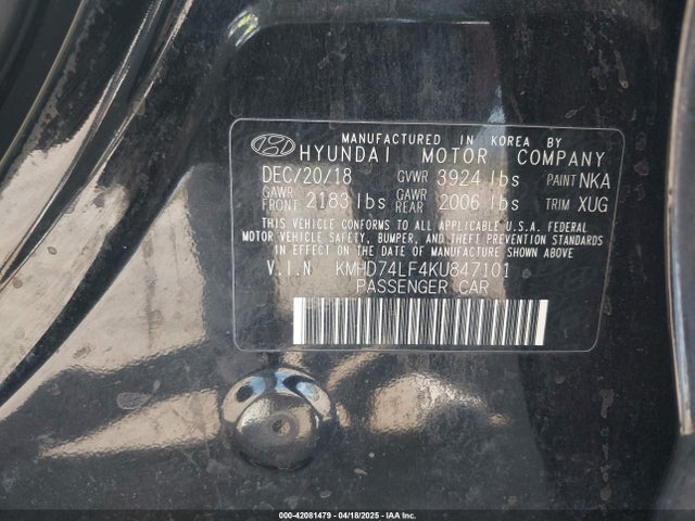 KMHD74LF4KU847101 Hyundai mpi nu