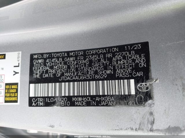 JTDACAAU6R3018629 Toyota PRIUS XLE
