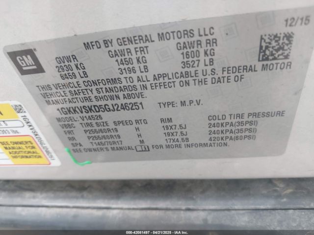 1GKKVSKD5GJ246251 GMC Acadia Slt-2
