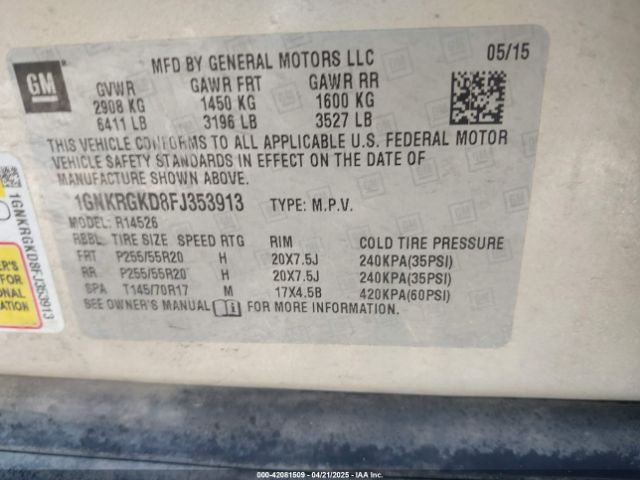 1GNKRGKD8FJ353913 Chevrolet Traverse 1lt