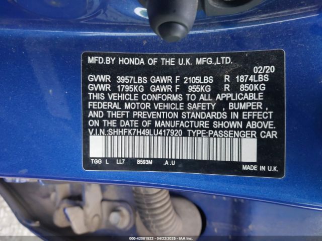 SHHFK7H49LU417920 Honda Civic Sport