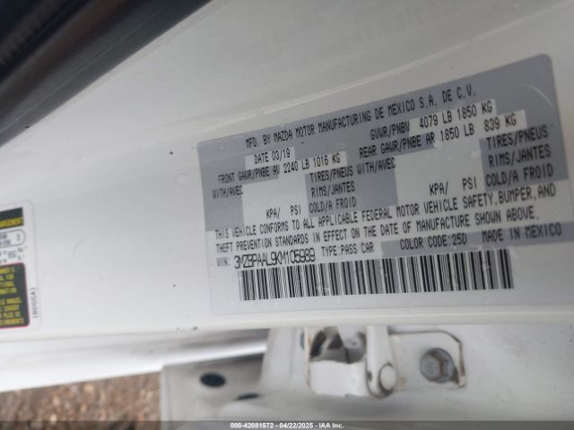 3MZBPAAL9KM105989 Mazda Mazda3 Select Package