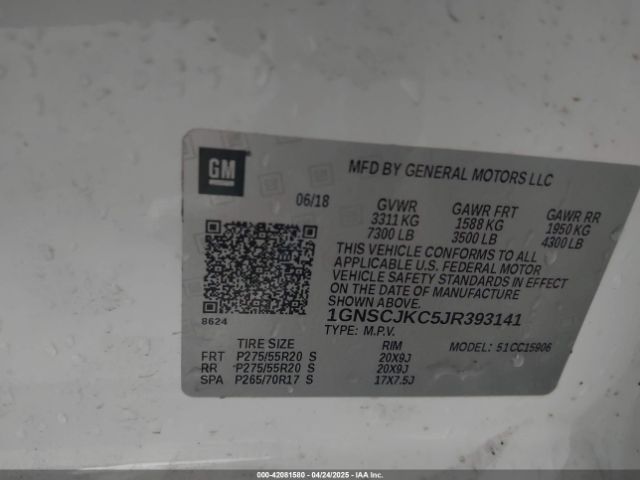 2018 CHEVROLET SUBURBAN 1GNSCJKC5JR393141 Photo 8