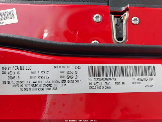 2C3CDXBG8FH784716 Dodge Charger Se