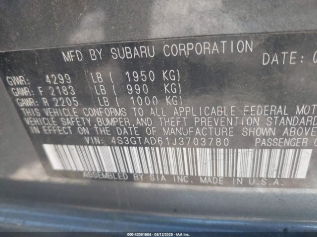 4S3GTAD61J3703780 Subaru Impreza 2.0i Premium