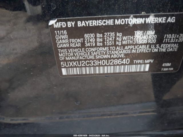 2017 BMW X6 5UXKU2C33H0U28640 Photo 8