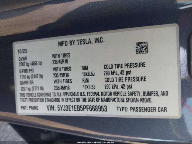 2023 TESLA MODEL 3 5YJ3E1EB5PF668953 Photo 8