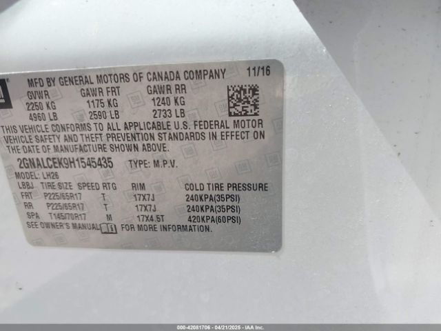 2GNALCEK9H1545435 Chevrolet EQUINOX LT
