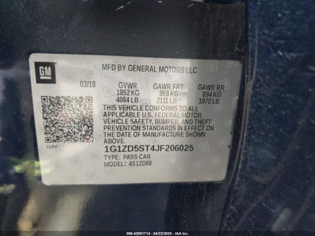 1G1ZD5ST4JF206025 Chevrolet MALIBU LT