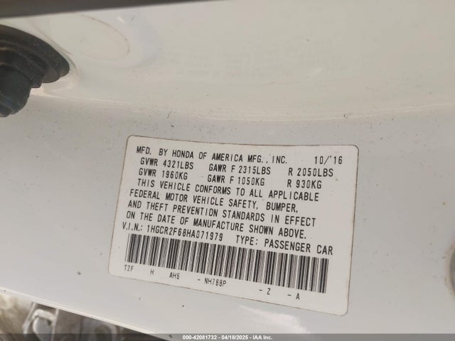 1HGCR2F68HA071979 Honda k24w1