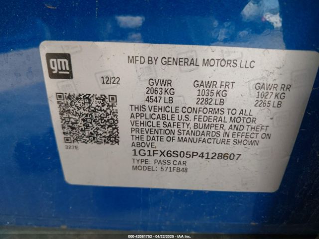 1G1FX6S05P4128607 Chevrolet Bolt Ev Fwd 2lt
