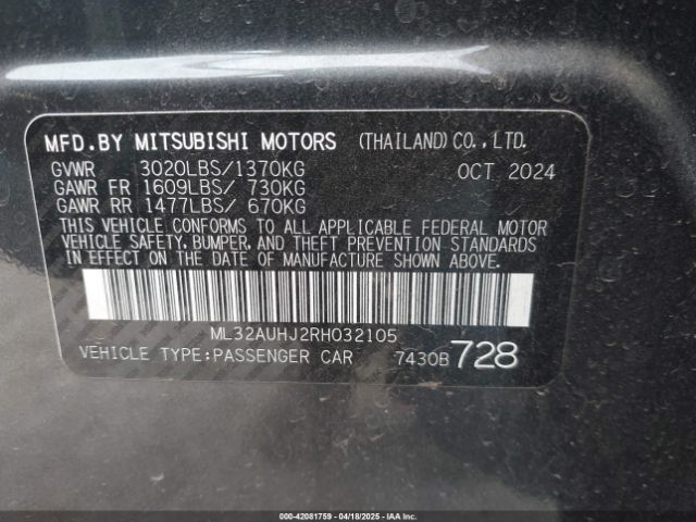 ML32AUHJ2RH032105 Mitsubishi Mirage Es/le