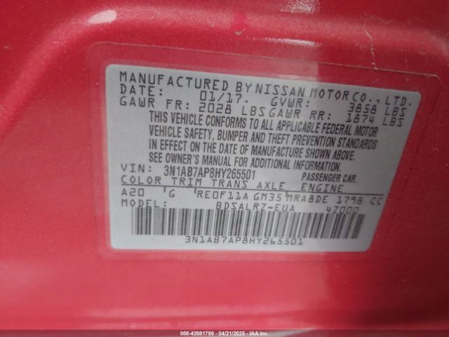 3N1AB7AP8HY265501 Nissan SENTRA SR