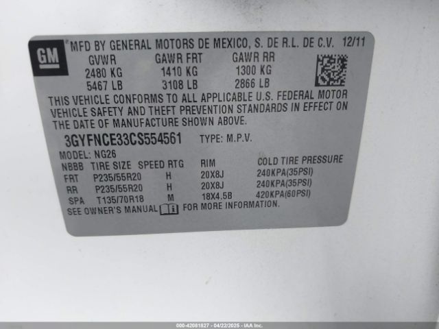 2012 CADILLAC SRX 3GYFNCE33CS554561 Photo 8