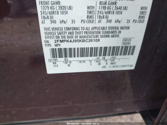2FMPK4J95KBC26108 Ford EDGE SEL
