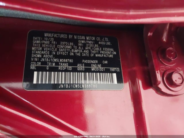 JN1BJ1CW5LW388780 Nissan Rogue Sport Sv Awd Xtronic Cvt