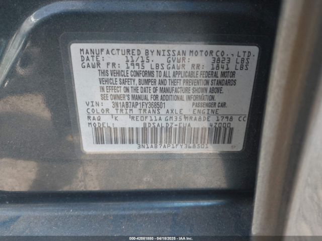 3N1AB7AP1FY368501 Nissan SENTRA SV
