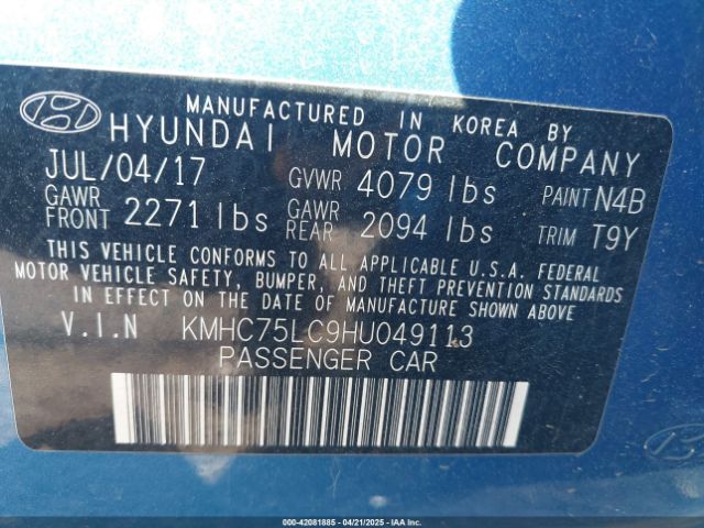 2017 HYUNDAI IONIQ HYBRID KMHC75LC9HU049113 Photo 8