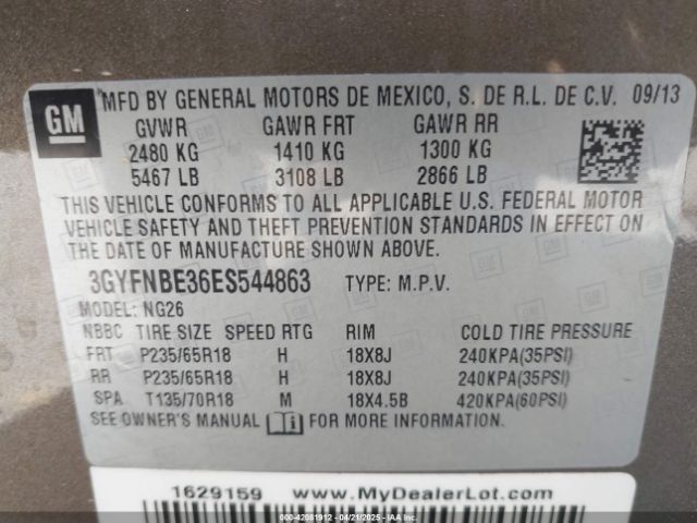 3GYFNBE36ES544863 Cadillac Srx Luxury Collection