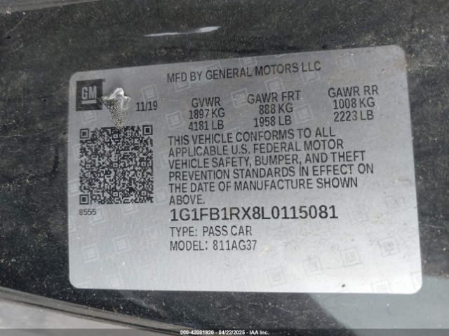 2020 CHEVROLET CAMARO 1G1FB1RX8L0115081 Photo 8
