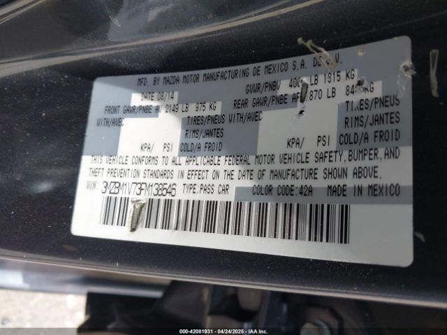 3MZBM1V73FM138546 Mazda Mazda3 I Touring