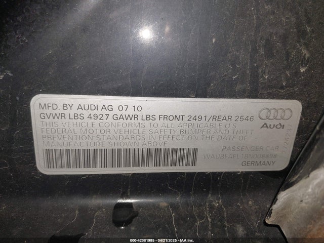 2011 AUDI A4 WAUBFAFL1BN008898 Photo 8