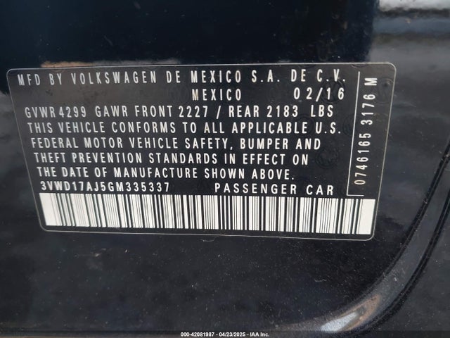3VWD17AJ5GM335337 Volkswagen Jetta 1.8t Sport