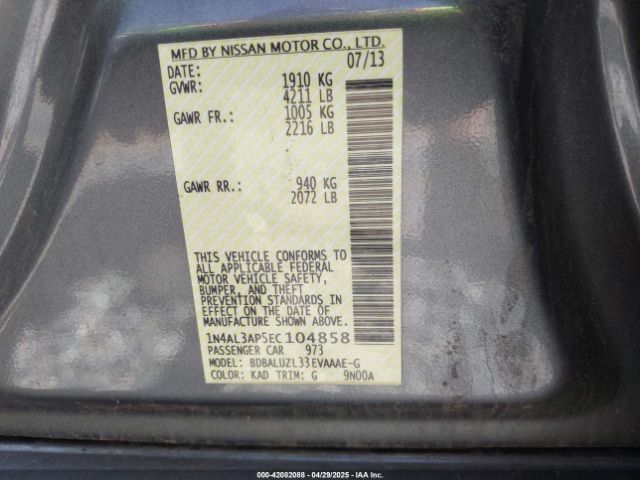 1N4AL3AP5EC104858 Nissan Altima 2.5 Sv