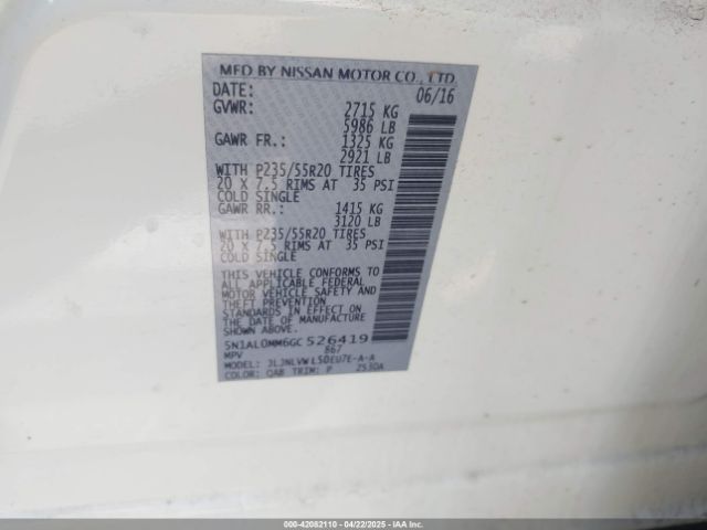5N1AL0MM6GC526419 Infiniti QX60