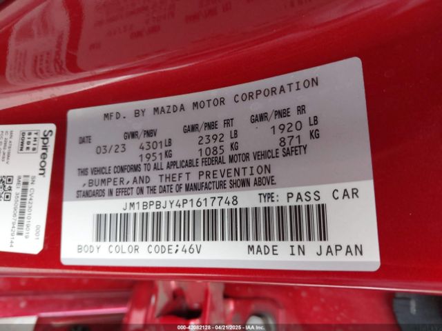 JM1BPBJY4P1617748 Mazda Mazda3 Hatchback 2.5 Turbo