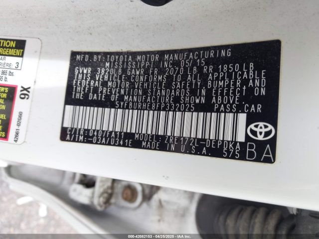 5YFBURHE8FP332025 Toyota COROLLA L