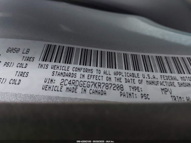 2C4RDGEG7KR787208 Dodge Grand Caravan Gt