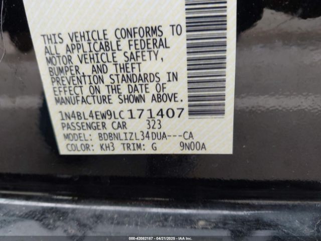 1N4BL4EW9LC171407 Nissan Altima Sl Intelligent Awd