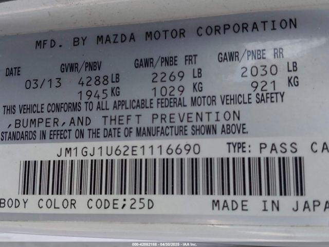 JM1GJ1U62E1116690 Mazda Mazda6 I Sport