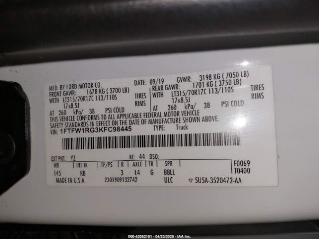 2019 FORD F-150 1FTFW1RG3KFC98445 Photo 8