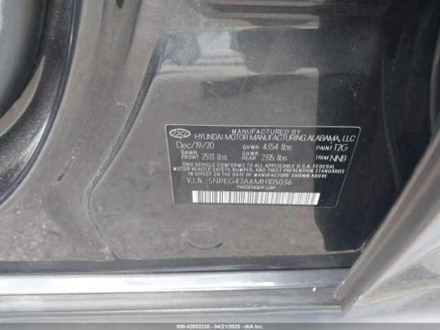 5NPEG4JA6MH105036 Hyundai SONATA SE