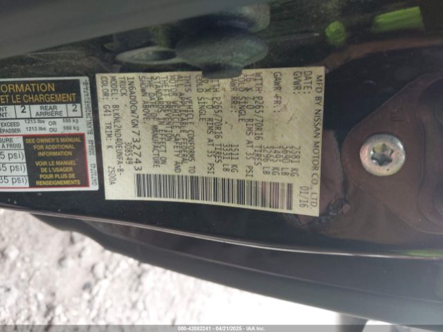 1N6AD0CW7GN732743 Nissan Frontier Sv