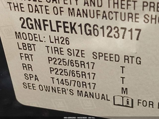 2GNFLFEK1G6123717 Chevrolet EQUINOX LT