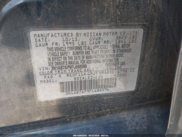 3N1AB7AP9FL688596 Nissan SENTRA SV