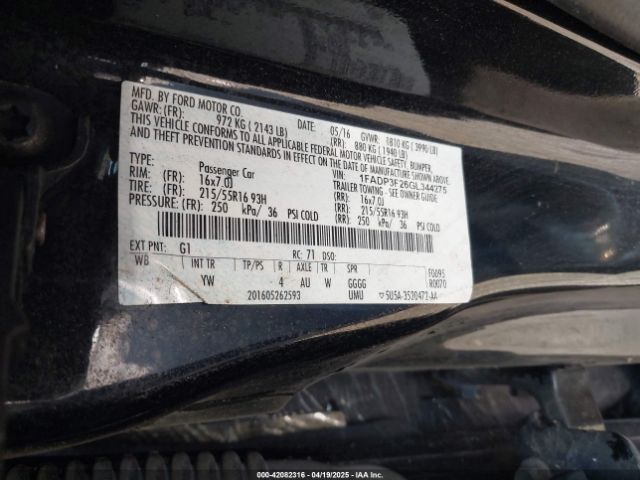 1FADP3F26GL344275 Ford FOCUS SE