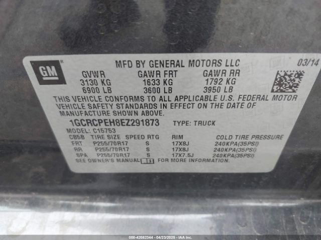 1GCRCPEH8EZ291873 Chevrolet Silverado 1500 Work Truck 2wt