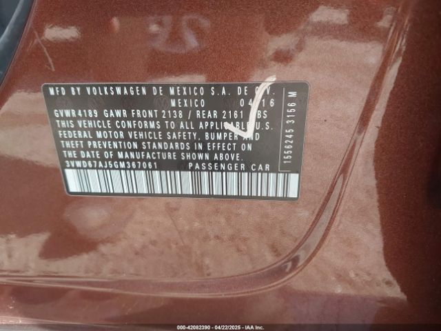 3VWD67AJ5GM367061 Volkswagen Jetta 1.4t Se