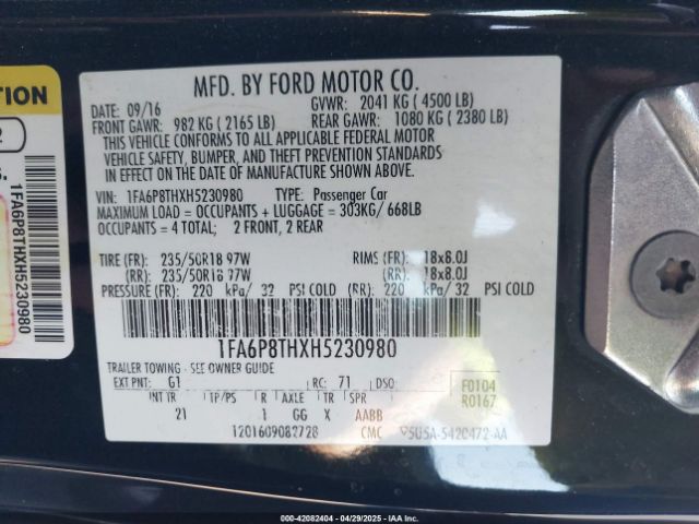 1FA6P8THXH5230980 Ford Mustang Ecoboost