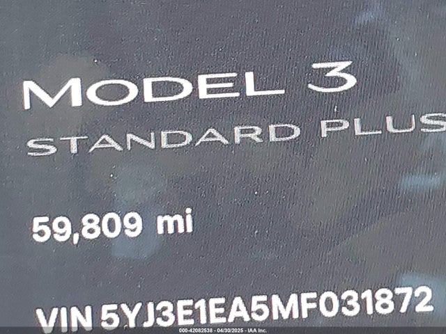 Tesla Model 3 Standard Range Plus Rear-wheel Drive 2021 5YJ3E1EA5MF031872 Image 14