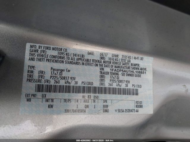 1FADP5AU1HL108851 Ford C-max Hybrid Se