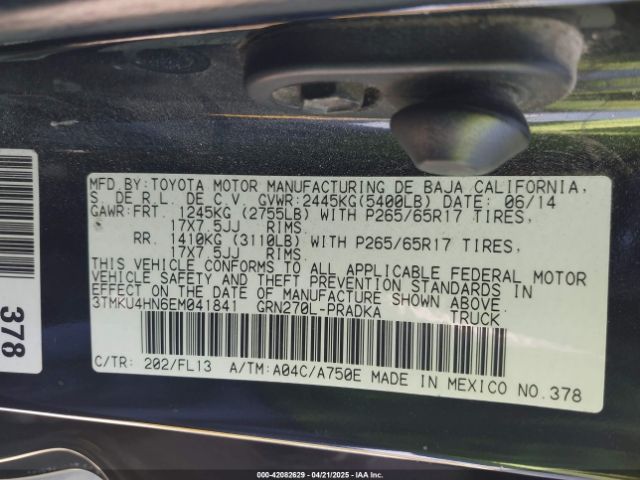3TMKU4HN6EM041841 Toyota Tacoma Prerunner V6